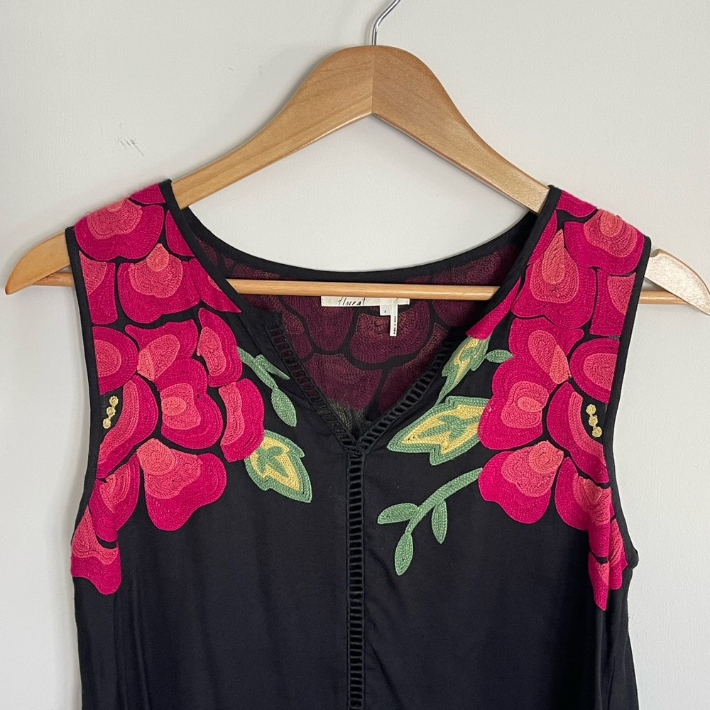 Anthropologie Floreat Pinnacle Embroidered Floral Tank Top Women’s Size Small. - Picture 2 of 9